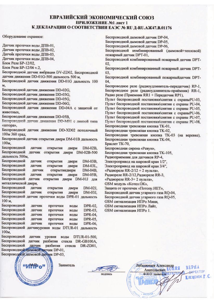 Приложение к сертификату