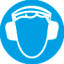 Знак M03 Работать в защитных наушниках (пленка 200х200 мм)