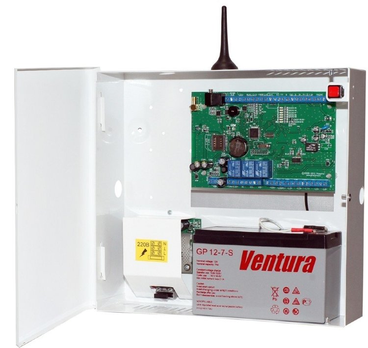 Устройство оконечное объектовое приемно-контрольное c GSM коммуникатором S632-2GSM-BK25-W (S632-2GSM-BK), Бокс-комплект под 7Ач, белый