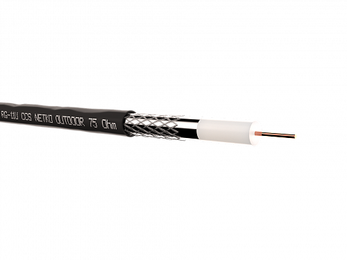 Кабель коаксиальный RG-11U Netko, 75 Ом (CCS, оплетка 96 нитей AL), наружный, черный, арт.52042